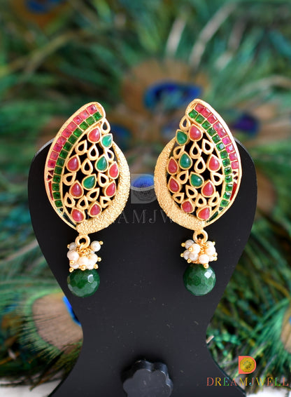 Matte finish ruby-emerald earrings dj-07646