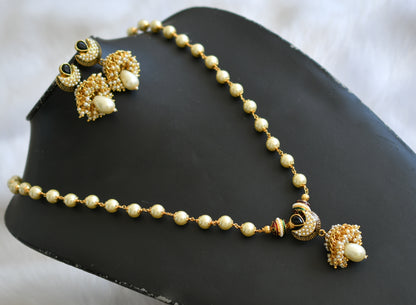 Gold tone pearl cluster black haar set dj-39296