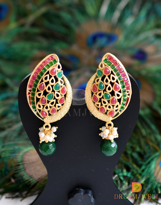 Matte finish ruby-emerald earrings dj-07646