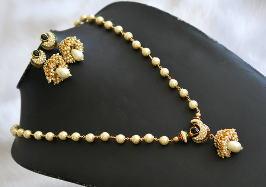 Gold tone pearl cluster black haar set dj-39296