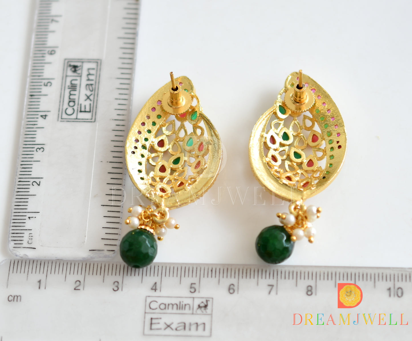 Matte finish ruby-emerald earrings dj-07646