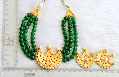 Gold tone kemp-green agates pearl moon necklace set dj-20635