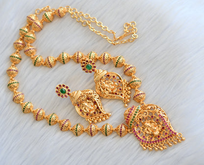 Gold tone ruby-green Ganesha necklace set dj-40876