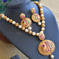 Matte finish ruby-emerald pearl necklace set dj-06478