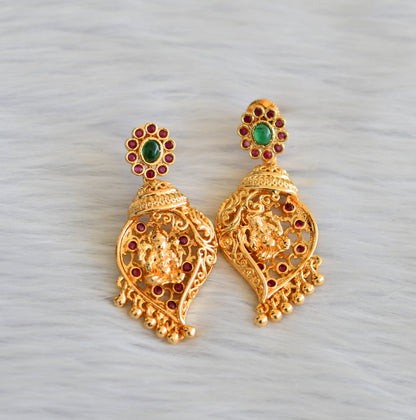 Gold tone ruby-green Ganesha necklace set dj-40876