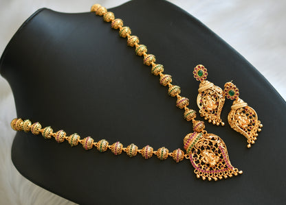 Gold tone ruby-green Ganesha necklace set dj-40876