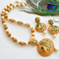 Matte finish emerald pearl designer necklace set dj-06475