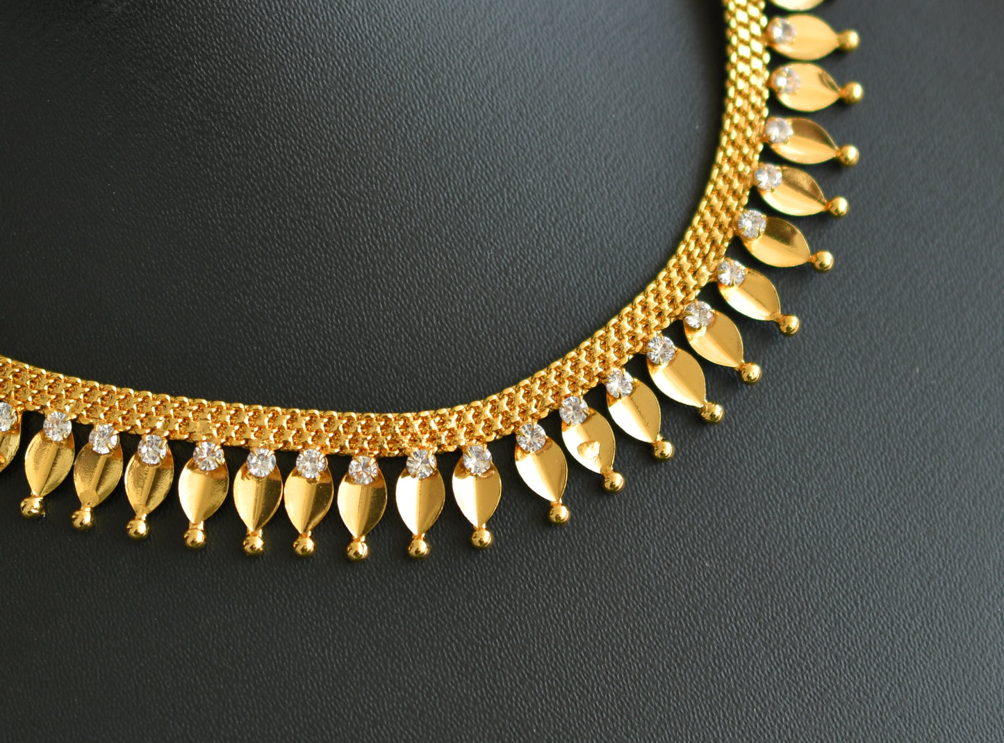 Gold tone cz stone thali kootam necklace dj-33363