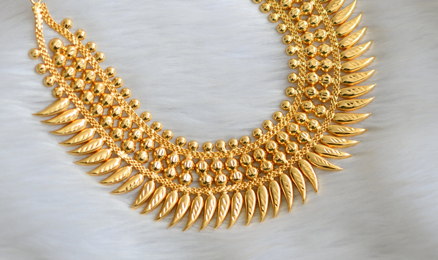 Gold tone Kerala style mulla mottu designer necklace dj-34833