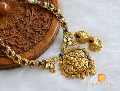 Antique blue Lakshmi kundan necklace set dj-01814
