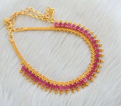Gold tone ruby stone necklace dj-40873
