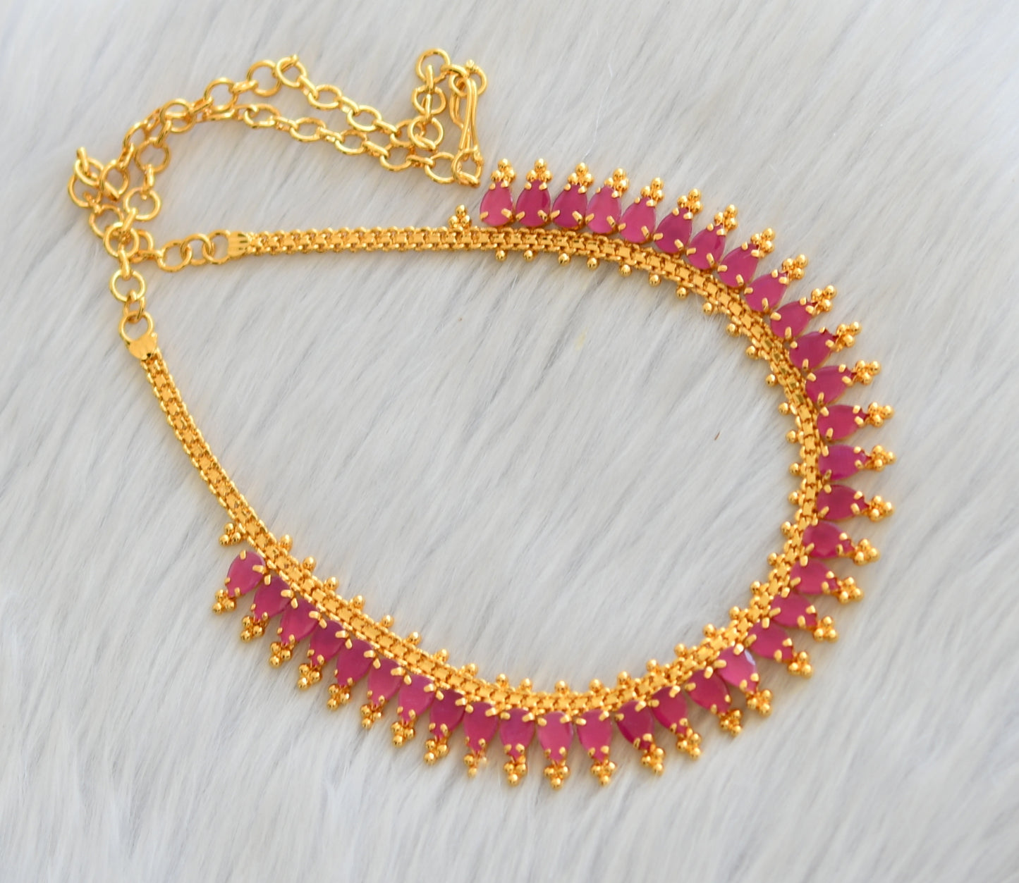 Gold tone ruby stone necklace dj-40873