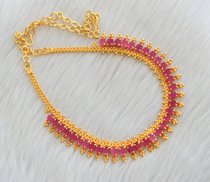 Gold tone ruby stone necklace dj-40873