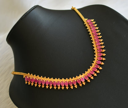 Gold tone ruby stone necklace dj-40873