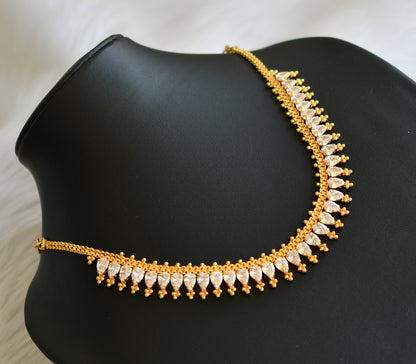 Gold tone white stone necklace dj-40874
