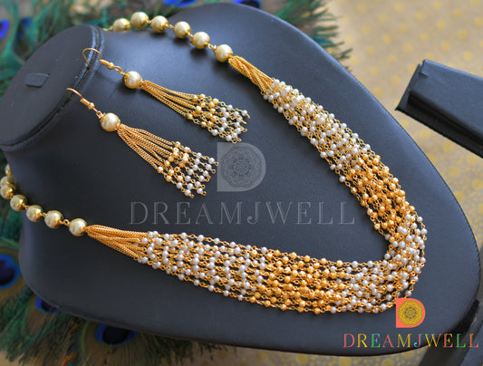 Gold tone pearl-gold multilayer mala set dj-34127