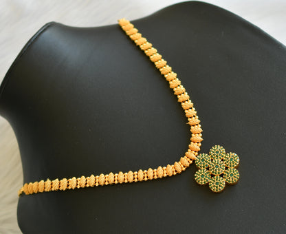 Gold tone cz green stone necklace dj-40885