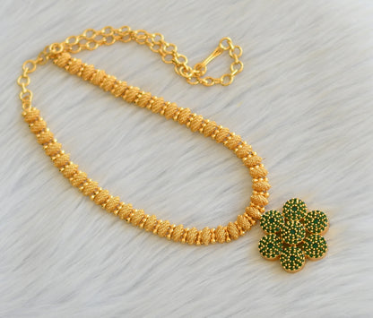 Gold tone cz green stone necklace dj-40885