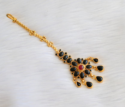 Antique gold black-red bridal tikka dj-06919