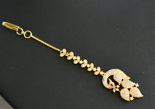 Gold tone cz peacock tikka dj-11847