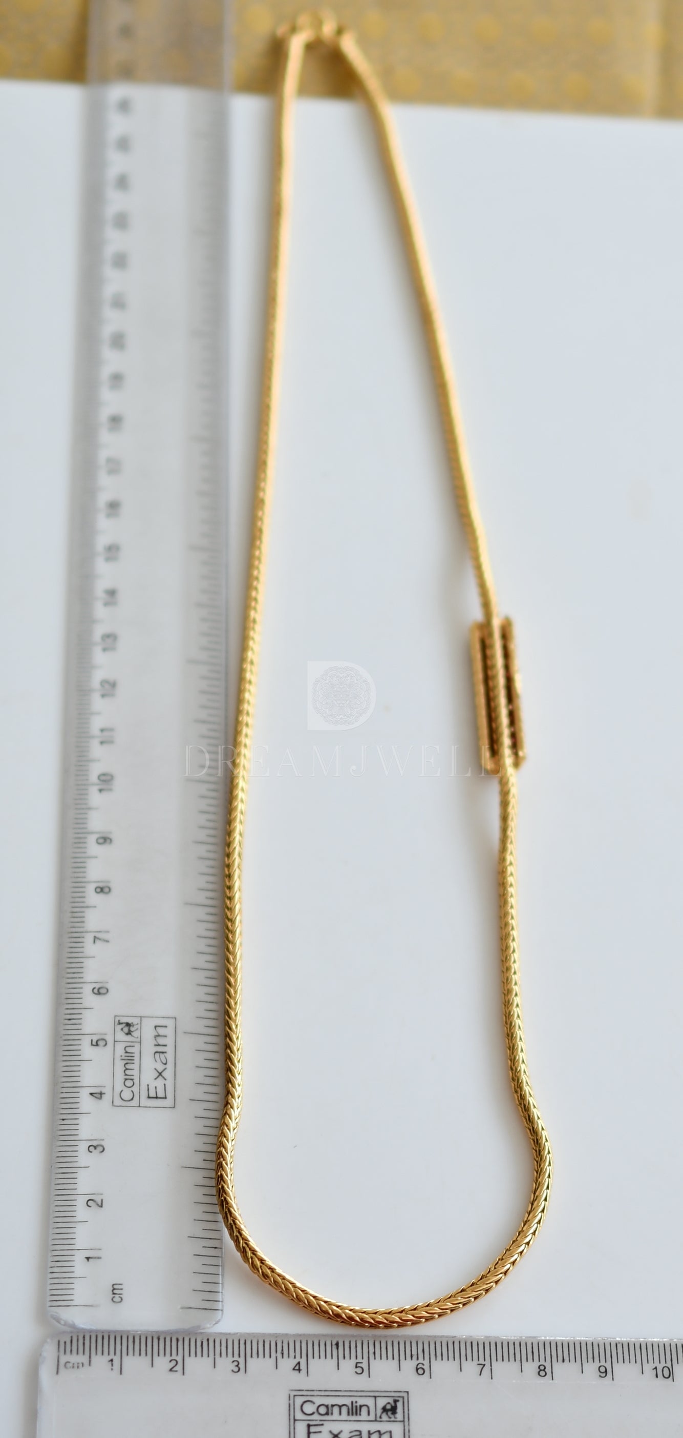 Gold tone Cz Ruby-white Mugappu Chain dj-23208