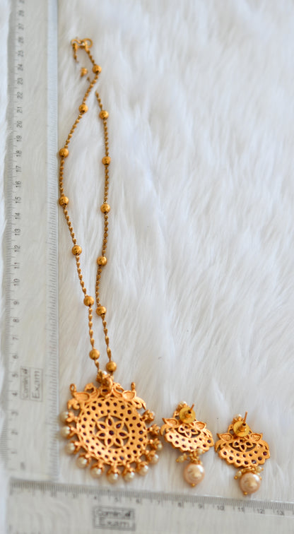 Matte finish ruby pearl peacock necklace set dj-29830