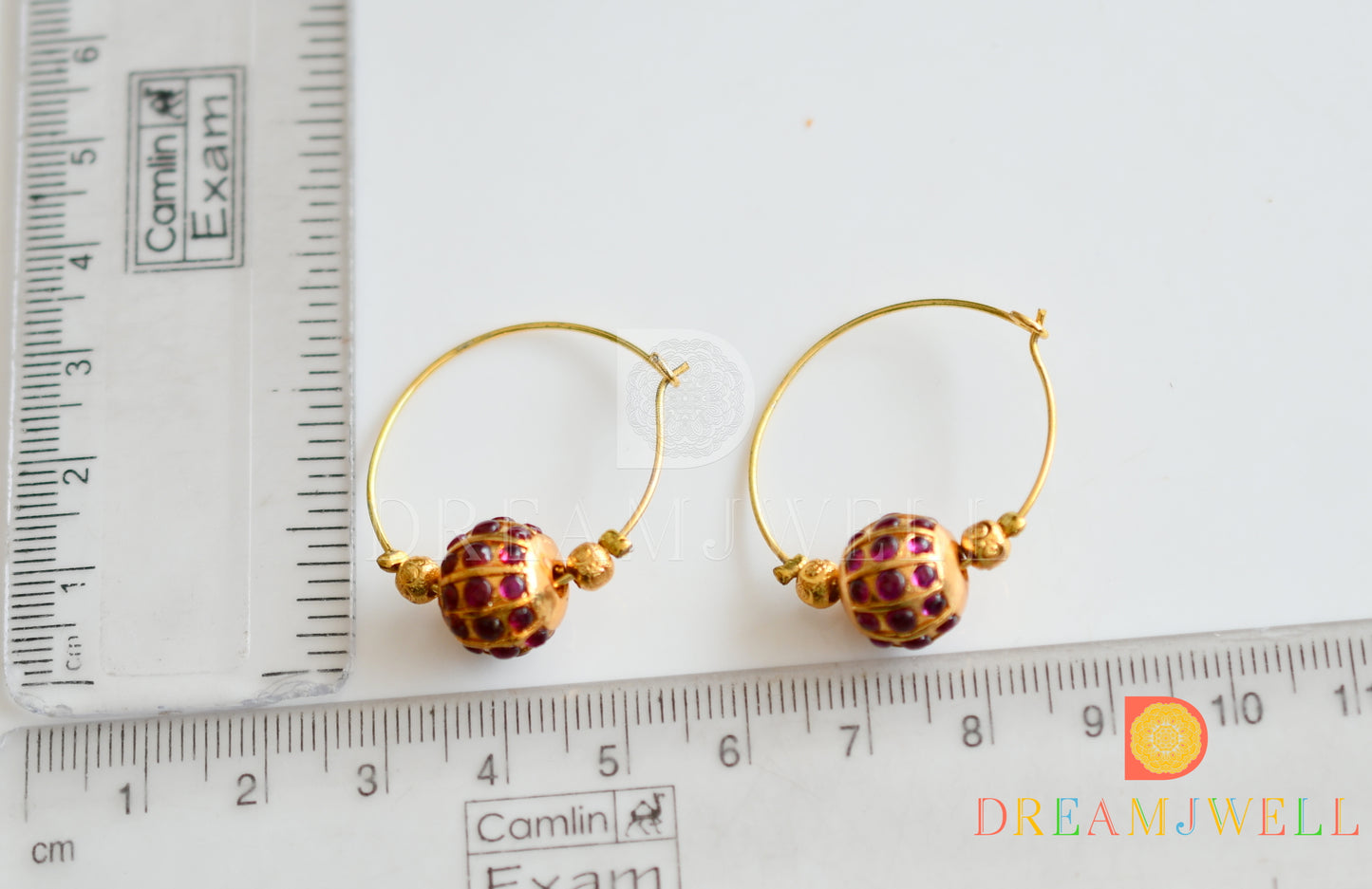 Gold tone real kemp hoop earrings dj-36939