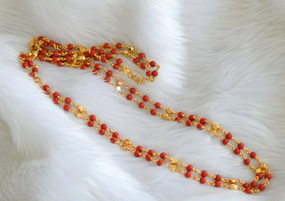 Gold tone double layer coral beads chain dj-38571