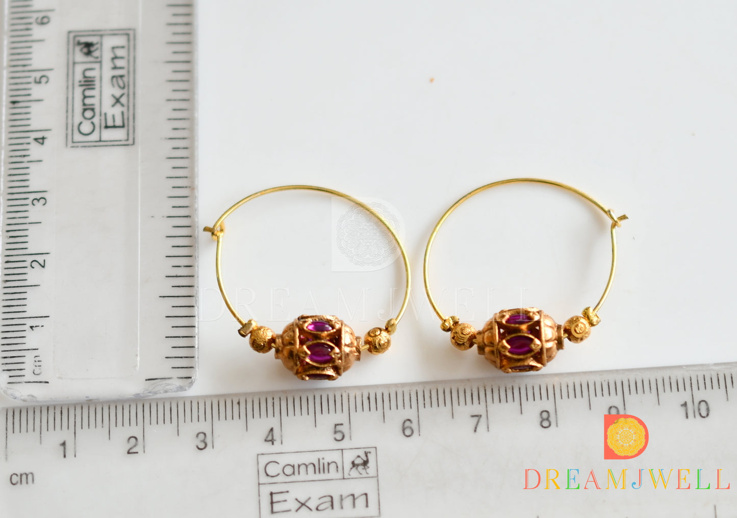 Gold tone real kemp hoop earrings dj-36940