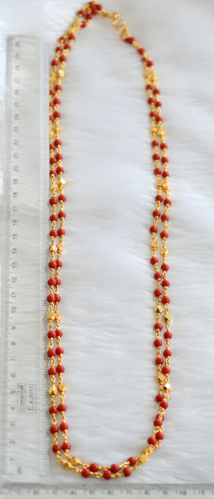 Gold tone double layer coral beads chain dj-38571