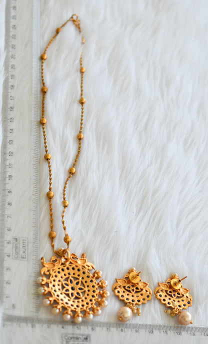 Matte finish royal blue peacock necklace set dj-29829
