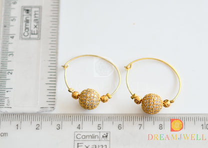 Gold tone CZ ball hoop Earrings