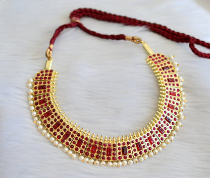 Gold tone kemp pearl poothali necklace dj-19095