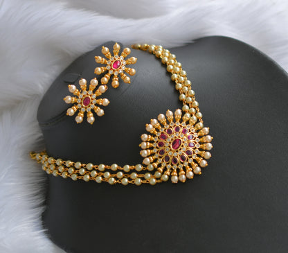 Gold tone kemp pearl choker necklace set dj-38552