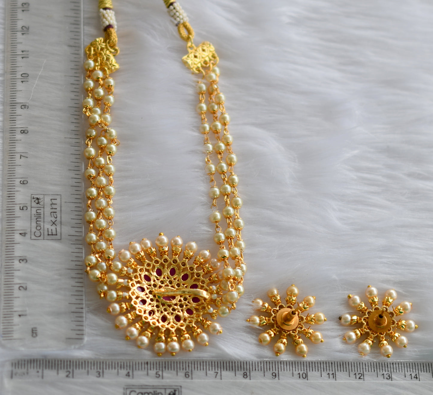 Gold tone kemp pearl choker necklace set dj-38552