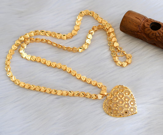 Gold tone heart pendant with chain dj-39979