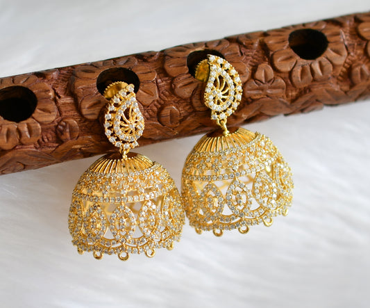 Gold tone cz white mango jhumkka dj-19730