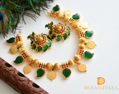 Gold tone handmade palakka necklace set dj-04302