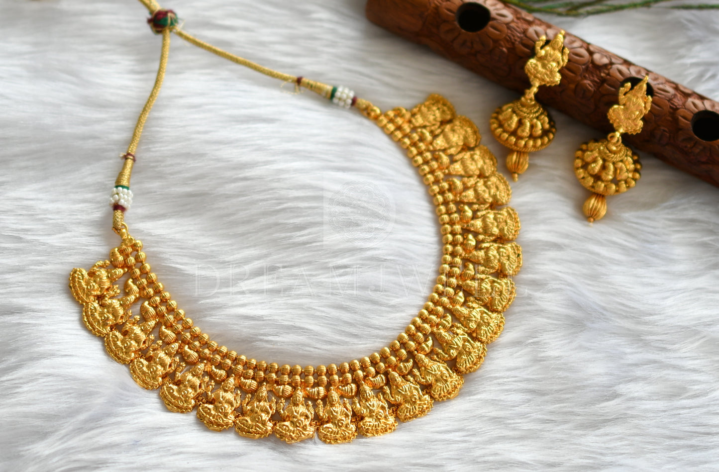 Antique gold tone Lakshmi Necklace Set -dj03497