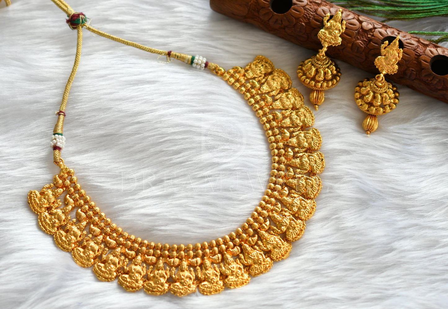 Antique gold tone Lakshmi Necklace Set -dj03497