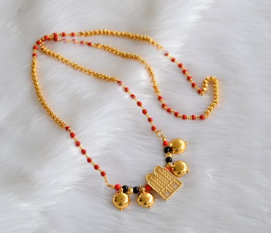 Gold tone coral-balck beads mangalyam dj-38601