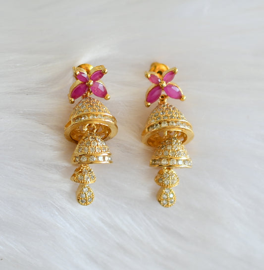 Gold tone cz ruby earrings dj-19759