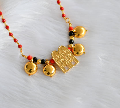 Gold tone coral-balck beads mangalyam dj-38601
