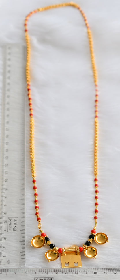 Gold tone coral-balck beads mangalyam dj-38601