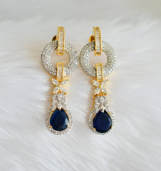 Two tone cz blue earrings dj-19744