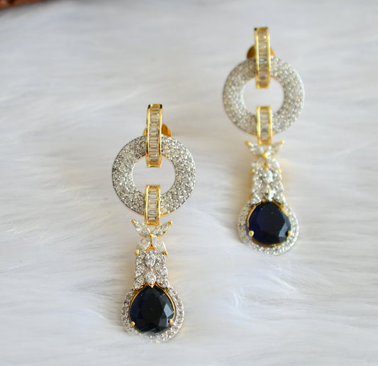 Two tone cz blue earrings dj-19744