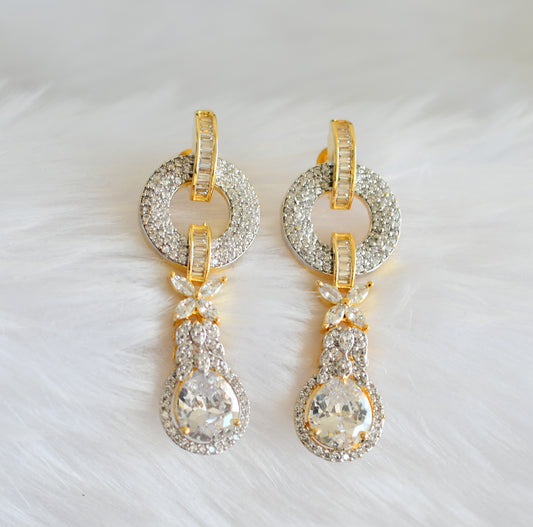 Two tone cz white earrings dj-19743