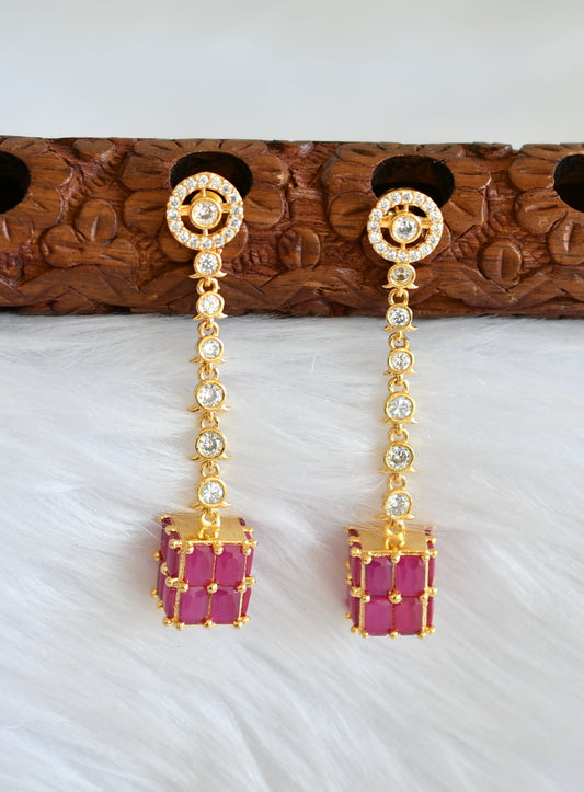 Gold tone cz white-ruby earrings dj-19765