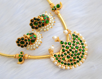 Gold tone green moon mango kemp necklace set dj-26099