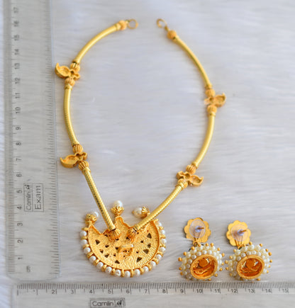 Gold tone green moon mango kemp necklace set dj-26099